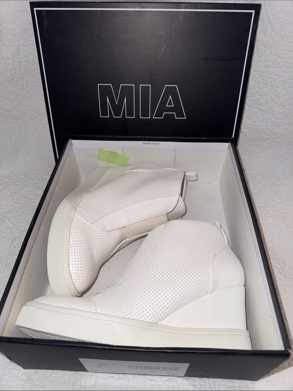 MIA Women's Cream Perforated Wedge Sneakers with Side Zip